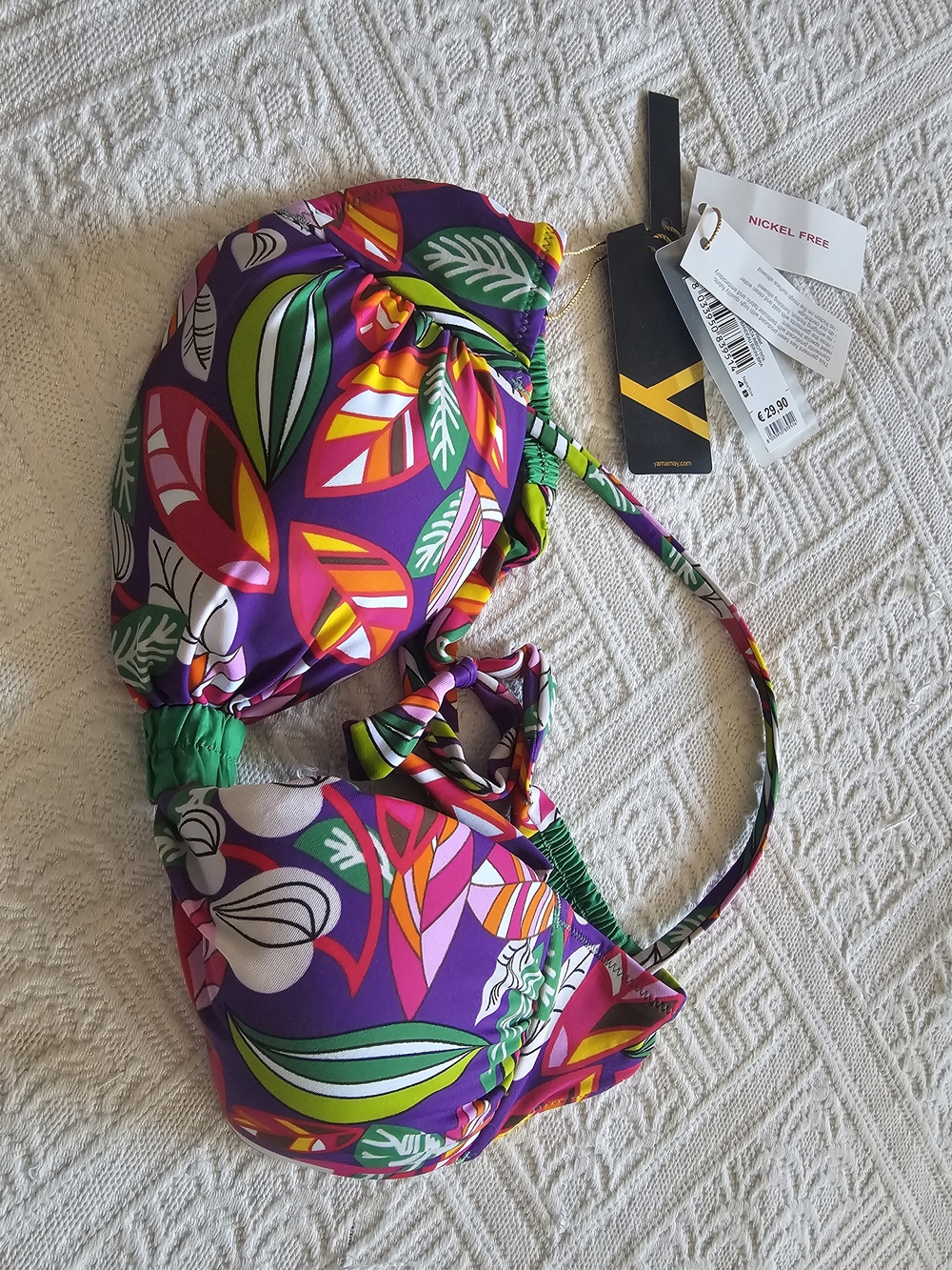 Women’s Purple Tropical Print Bikini Top - Unbranded